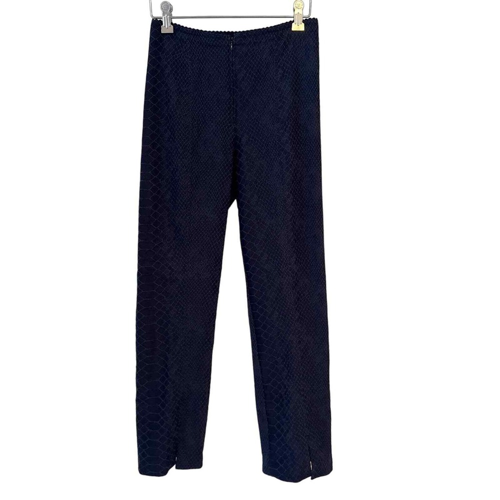 Nicole Max Navy Blue Snakeskin Textured Slim Leg Trousers Pants Women's Size 8